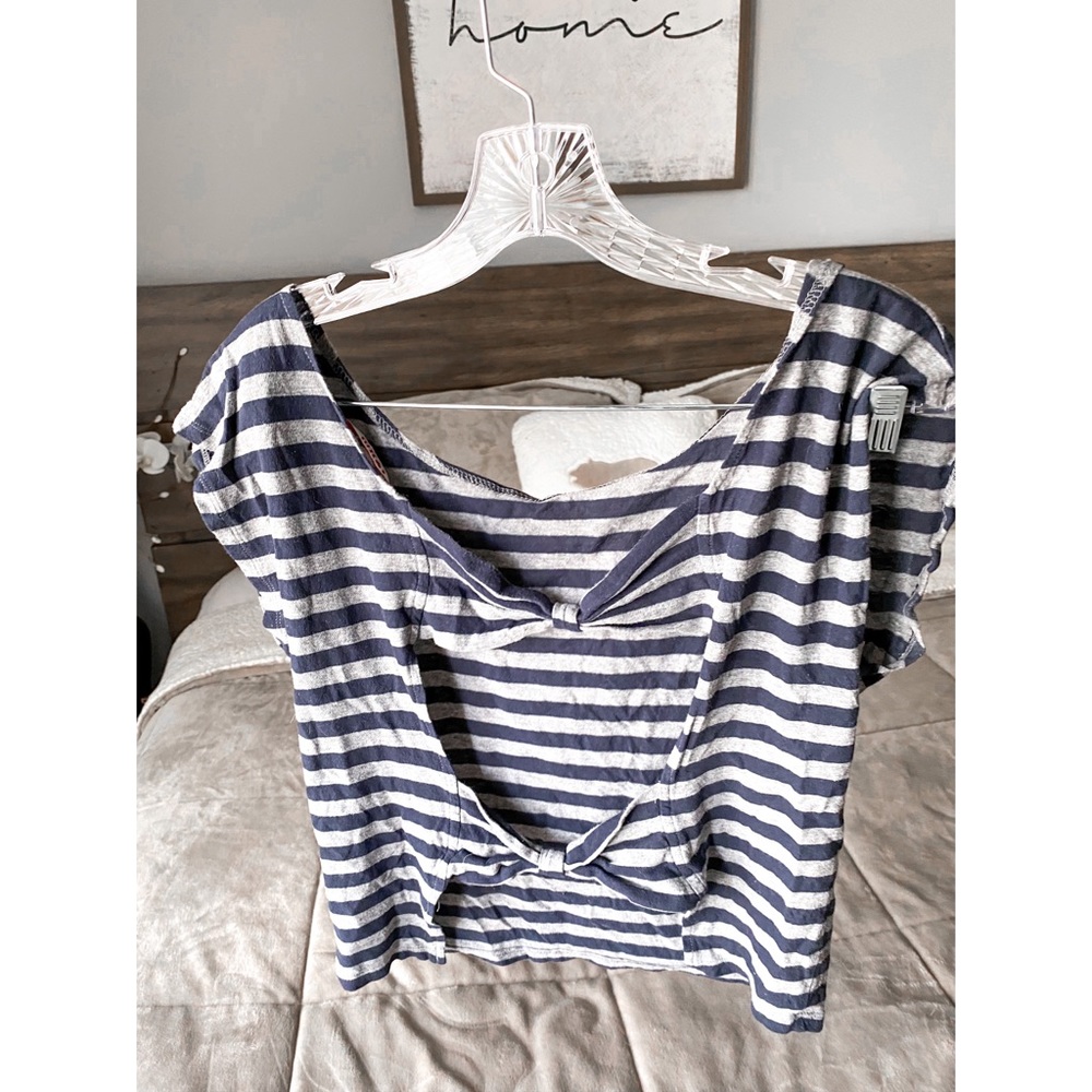 Striped Open- Back Crop Top
